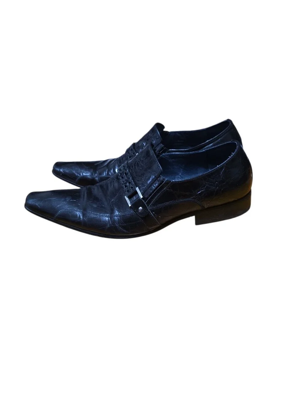 Aldo Black Leather Slip-On Loafers with Decorative Strap | Size 10